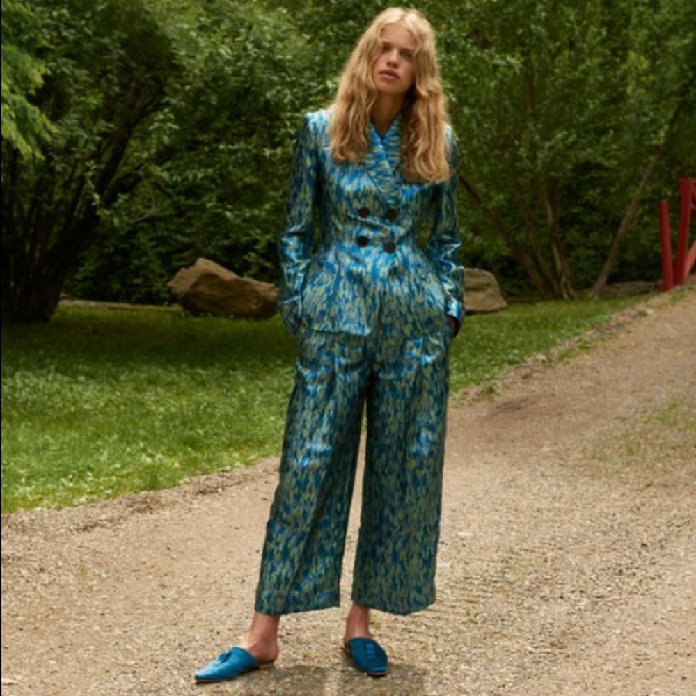 CLAUDIA LI RESORT 2019 METALLIC PANT SUIT SET NWT